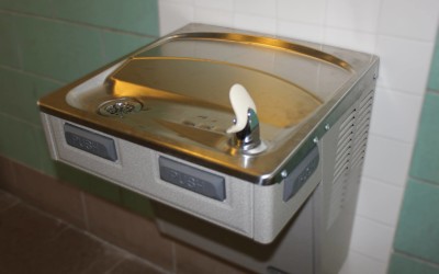 The new bubbler is installed in the park pavilion.